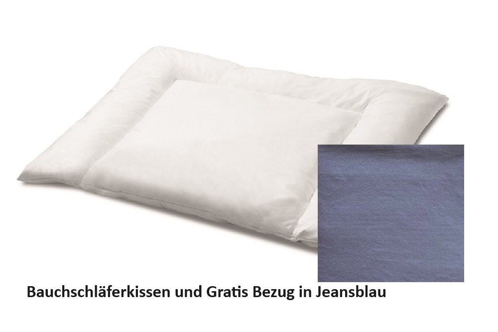 Angebot Bauchschläferkissen Bauki mit Bezug Jeansblau 40x80 cm weich flach entlastend